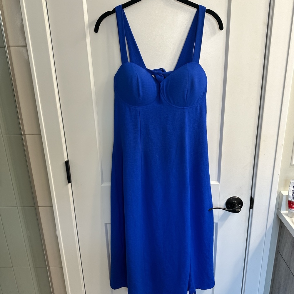 NEW WITH TAGS - blue dress designed to be worn braless but with support